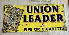 VTG 1930'S UNION LEADER SMOKING TOBACCO ADVERTISING SIGN TIN EAGLE Old Antique picture