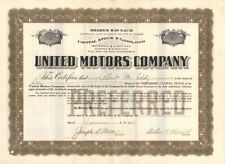 United Motors Co. - 1911 Automotive Stock Certificate - Automotive Stocks picture