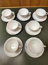 Set of 7 Genuine Porcelain China Gold Standard Side Coffee Tea Cups and Saucers picture