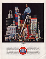 Gulf Fine Products Service Man Gasoline Oil Vintage Print Ad 1963 picture