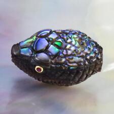 Snake Head Bead Carving Abalone Black Mother-of-Pearl Pinna Shell Ruby 4.34g picture