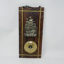 Vtg Fisher Barometer Temperature  France Wood Wall Weather Station Gold Ship picture
