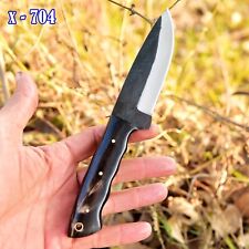 1095 High Carbon Steel Skinning Fixed Blade 8 In Knife Original Bull Horn Handle picture