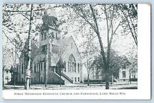 1907 First Methodist Episcopal Church & Parsonage Lake Mills Wisconsin Postcard picture
