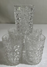 EAPG ~ Set Of 5 Clear Cut Glasses. 8 Oz. A.J.Beatty Style. Daisy/Button Vtg. VGC picture