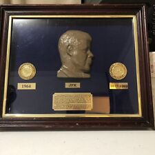 John F. Kennedy Commemorative 2 - 1/2 Dollar 24K Gold Plated Coin Set Plaque picture