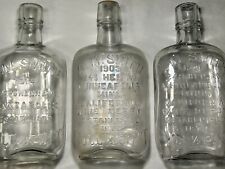 Great Lot of 3 Embossed Whisky Flasks Dated Saloon California Wine Depot Bottles picture