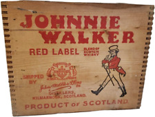 Johnnie Walker Box Whiskey Red Label Whisky Wooden Crate Box Joint Box 1958 VTG picture