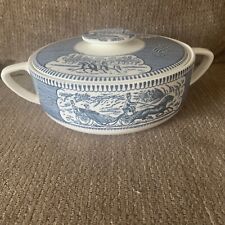 VTG Currier & Ives Royal China 1.25qt. W/Lid Casserole Horse Carriage 1950’s  picture