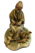 Vtg A. Borsato Porcelain Figurine of An Elderly Lady Grandma Feeding Chickens picture