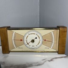 Vtg RARE MCM Brass Walnut Desk Barometer Weather Station Swift Anderson 1950s picture