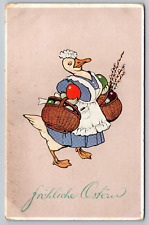 Postcard Antique 1919 Happy Easter Soldiers Mail Anthropomorphic Duck Eggs A20 picture