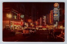 Boston MA-Massachusetts, Theatre District at Night, Antique Vintage Postcard picture