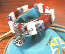 New Rustic Cuff Patriotic America Natural Gemstone Charay Bracelet - 4th of July picture