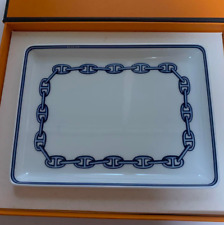 HERMES Paris Authentic Plate Chain D'ancre Blue Ashtray Porcelain 16cm×12cm picture