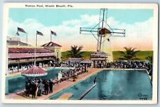 Miami Beach Florida Postcard Roman Pool Exterior Building c1940 Vintage Antique picture