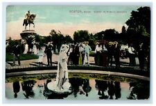 c1910's Boston Massachusetts MA, Scene In Public Garden Statue Antique Postcard picture