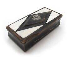 Antique Early 19th Century Georgian Horn Snuff Box with Silver Inlay picture