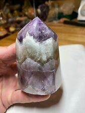 Amethyst Banded Chevron Crystal Gemstone Six Sided Tower Point Specimen 999 picture