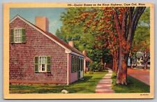 Kings Highway Cape Cod Massachusetts Quaint Homes Linen Cancel WOB Postcard picture