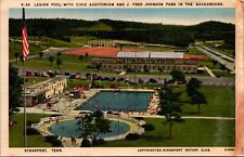 Linen Postcard Legion Pool Civic Auditorium Johnson Park in Kingsport, Tennessee picture