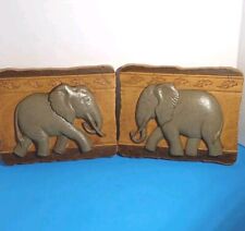  Vintage Pair Home Interiors Elephant Wall Plaques Set of 2 Wall Art USA picture