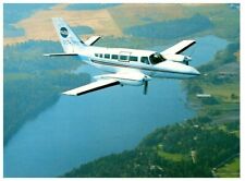 Swedair Cessna 404 Airplane in Flight Postcard  picture
