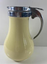 Vintage DripCut Heatproof La Cal Glazed Ivory Pottery Syrup 13 oz Dispenser RARE picture
