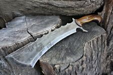 Handmade Carbon Steel Burl Wood Heavy Duty Jungle Machete Bowie With Leather... picture