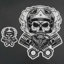 2pcs MC Skull Embroidered Iron on Patches Backing Sewing Label Punk Biker Vest picture