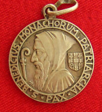 Vintage SAINT BENEDICT Medal By FERNAND PY Religious French Silver Pendant picture