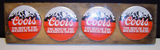 Vintage Coors Beer Button Lot of 4 Mounted on Wood Best of the Rockies Colorado picture
