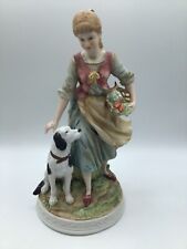 Ethan Allen Figurine Bisque Girl with Spaniel Dog #7555 10” picture