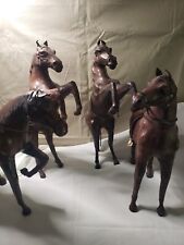 4 Antique/ Vintage Leather Horse Figurine Statue Sculpture Equine Saddle 12