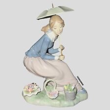 Nao By Lladro 1984 Flowers From My Garden Umbrella Girl Tulips #419 picture