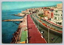 c1961 Aerial View Genoa Italy Street & Lido d'Albaro 4x6