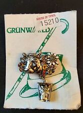 House of Tyrol Grunwald Austria Vintage NOS Cow Silver Enamel Pin Broach picture