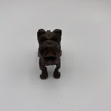 Wood Carved English Bulldog Boxer Dog Figurine Vintage picture