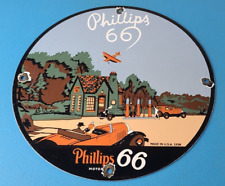 Vintage Phillips 66 Gasoline Sign Gas Porcelain Pump Plate Service Station Sign picture