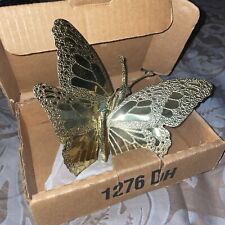 Home Interior Metal Gold Tone Wall Butterflies, Pair 2 New in box picture