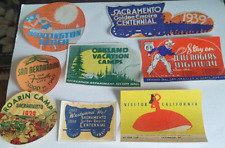 Vintage 1939-40 California Luggage labels Sacramento , San Bernardino & More picture