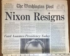 The Washington Post Aug 9, 1974 Original Newspaper NIXON RESIGNS- See Pics picture
