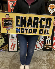 Antique Vintage Old Style Sign Enarco Motor Oil Made in USA picture