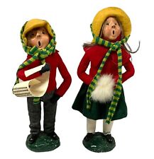 1984 Pair Of Early Byers Choice Carolers Girl & Boy Bumpy Base Christmas Rare picture