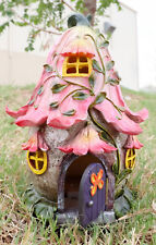 Mini Enchanted Fairy Garden Trumpet Lily Cottage Light Up House W/ Door Figurine picture
