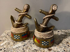 ANTIQUE NAUTICAL MARITIME SEA SHIP ANCHOR ROPE LIGHTHOUSE MARION BRONZE BOOKENDS picture