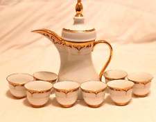 9 pc Chocolate Pot Set Yamasen Gold Collection Fine Porcelain 24 CT Gold Plated  picture