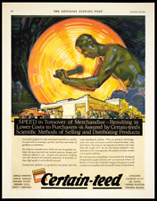 1927 CERTAIN-TEED Building Shingles Flooring Herbert Paus Art Deco Vtg PRINT AD picture