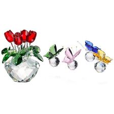 H&D HYALINE & DORA Handmade Crystal Rose Flower and Flying Butterfly Figurine... picture