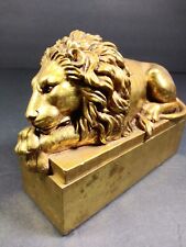 Vintage Gold Lion Sculpture Jewelry Trinket Box picture